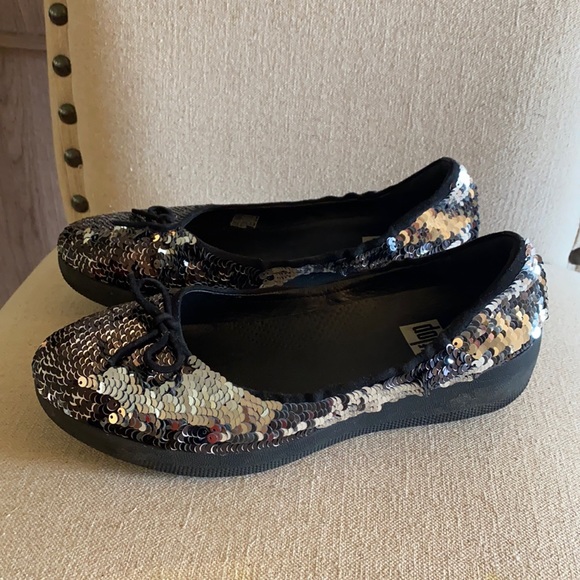 Fitflop Shoes - Fit Flops Sequin Comfort Flats Silver Size 7.5